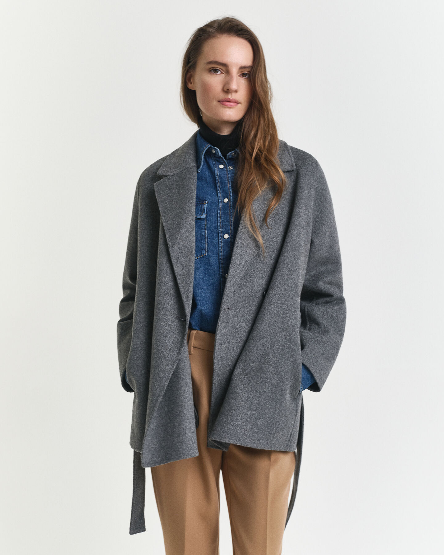 Handgen&auml;hte Jacke mit G&uuml;rtel
