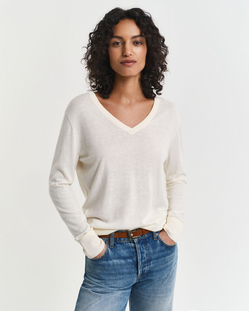 Feinstrick V-Neck Pullover