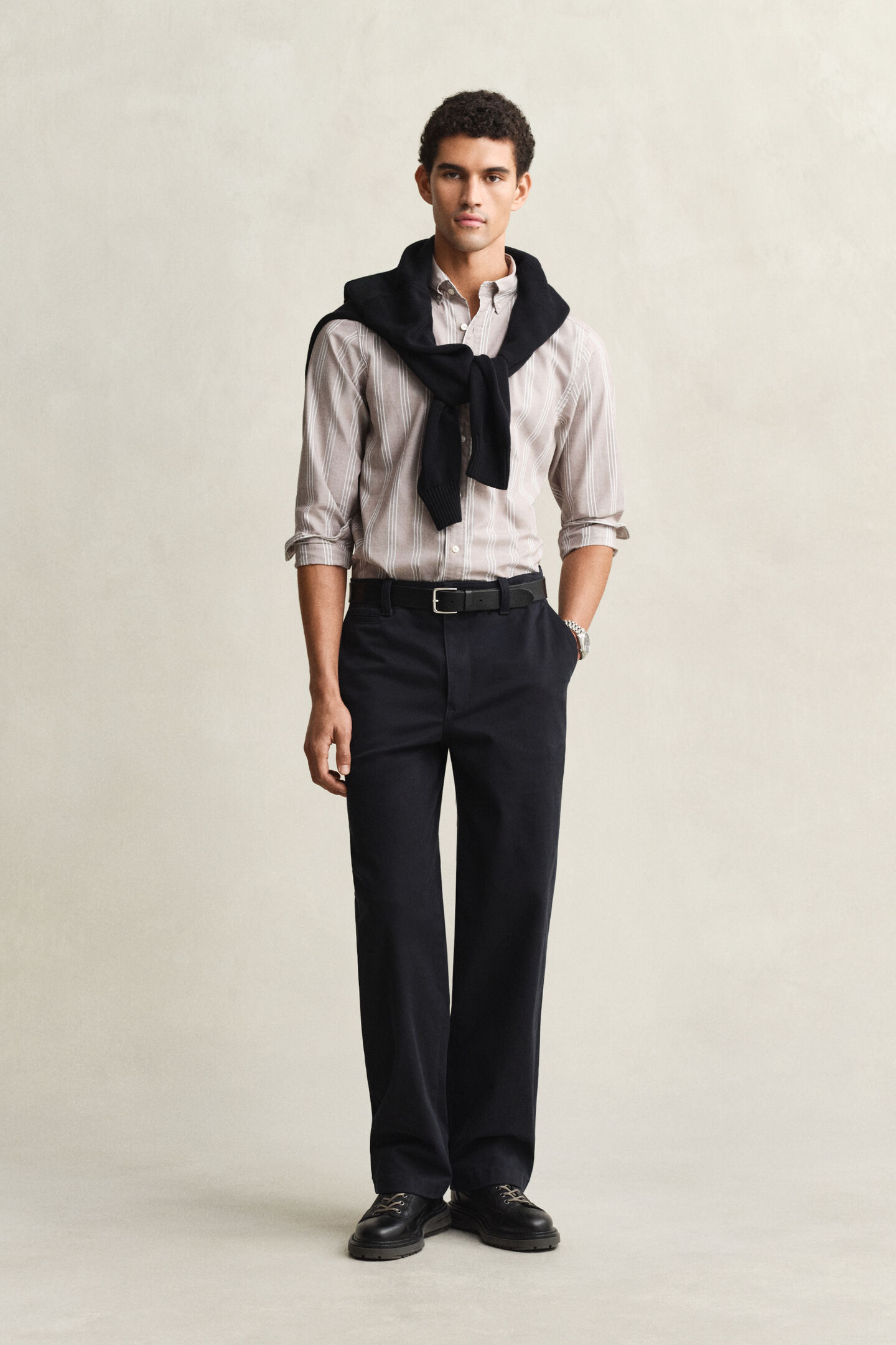 Regular Fit Fil-&agrave;-Fil Popeline-Hemd mit Streifen