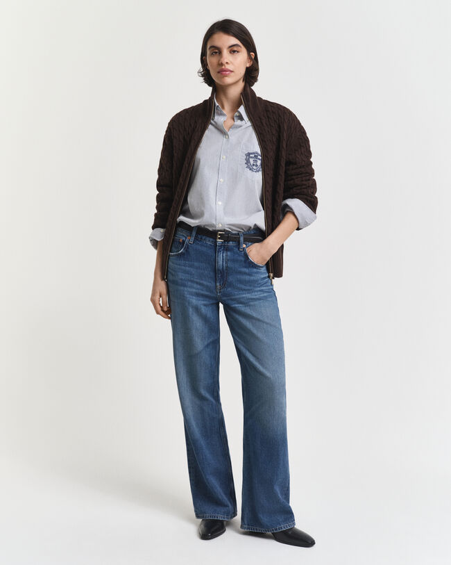 Zopfmuster Strickjacke mit Rei&szlig;verschluss