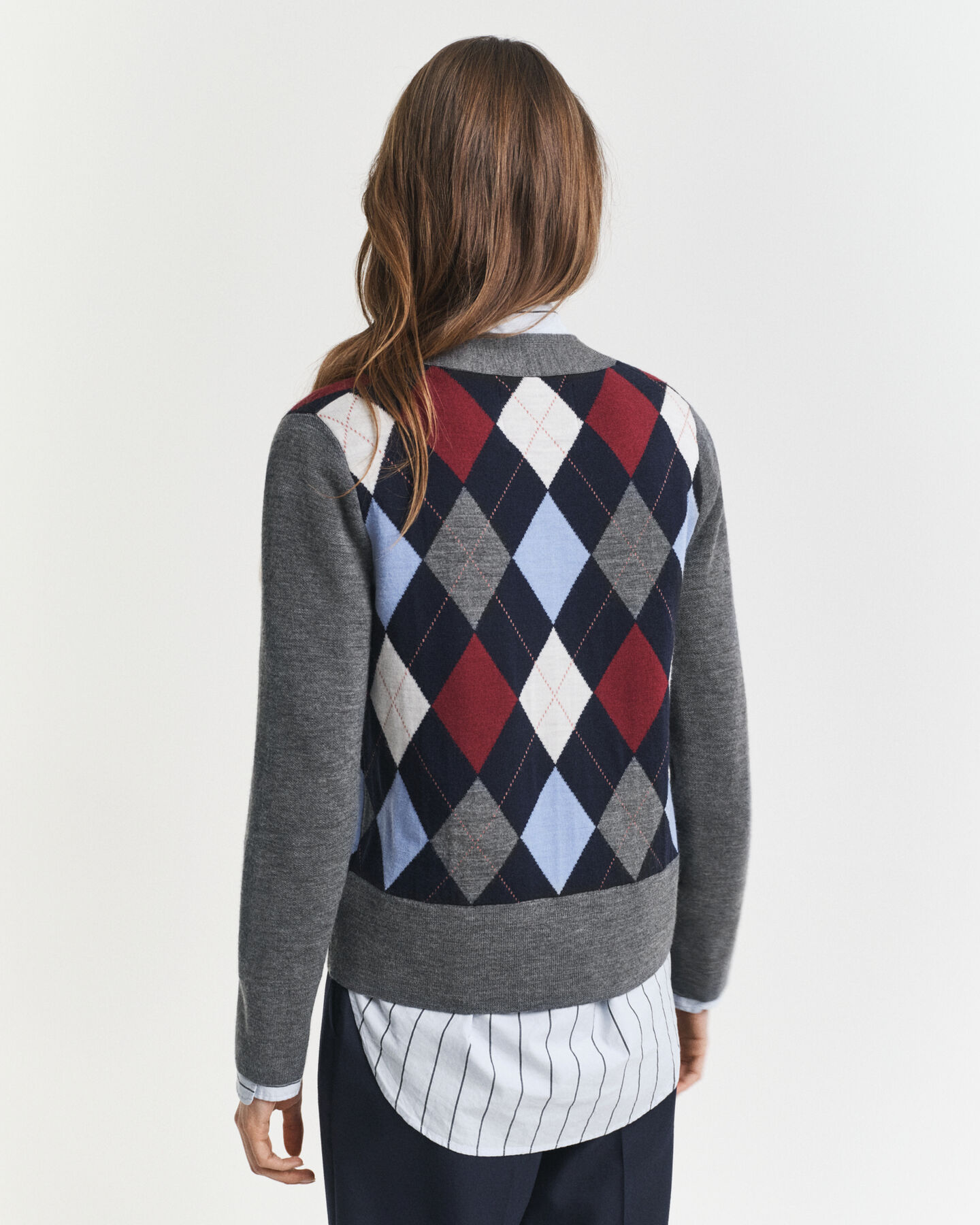 Argyle V-Neck Strickjacke