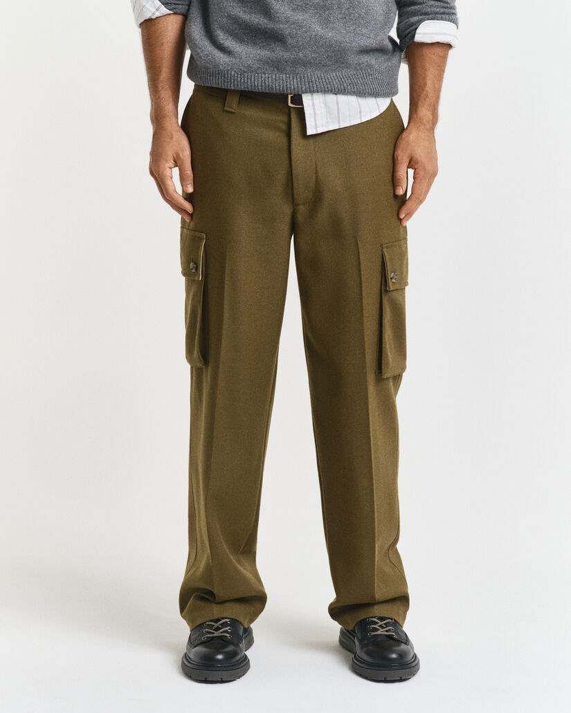 Relaxed Fit Cargohose aus Wollmix