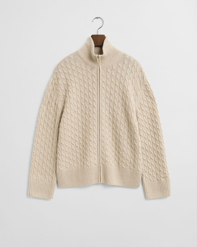 Zopfmuster Strickjacke mit Rei&szlig;verschluss