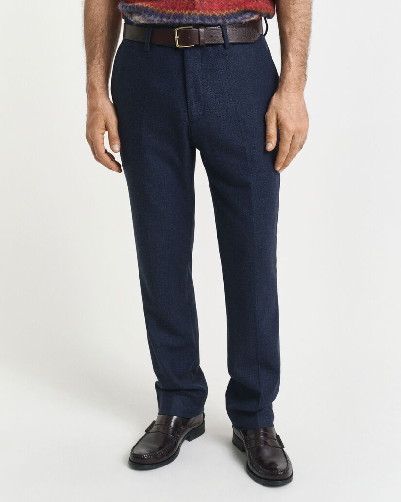 Slim Fit Herringbone Anzughose aus Flanell
