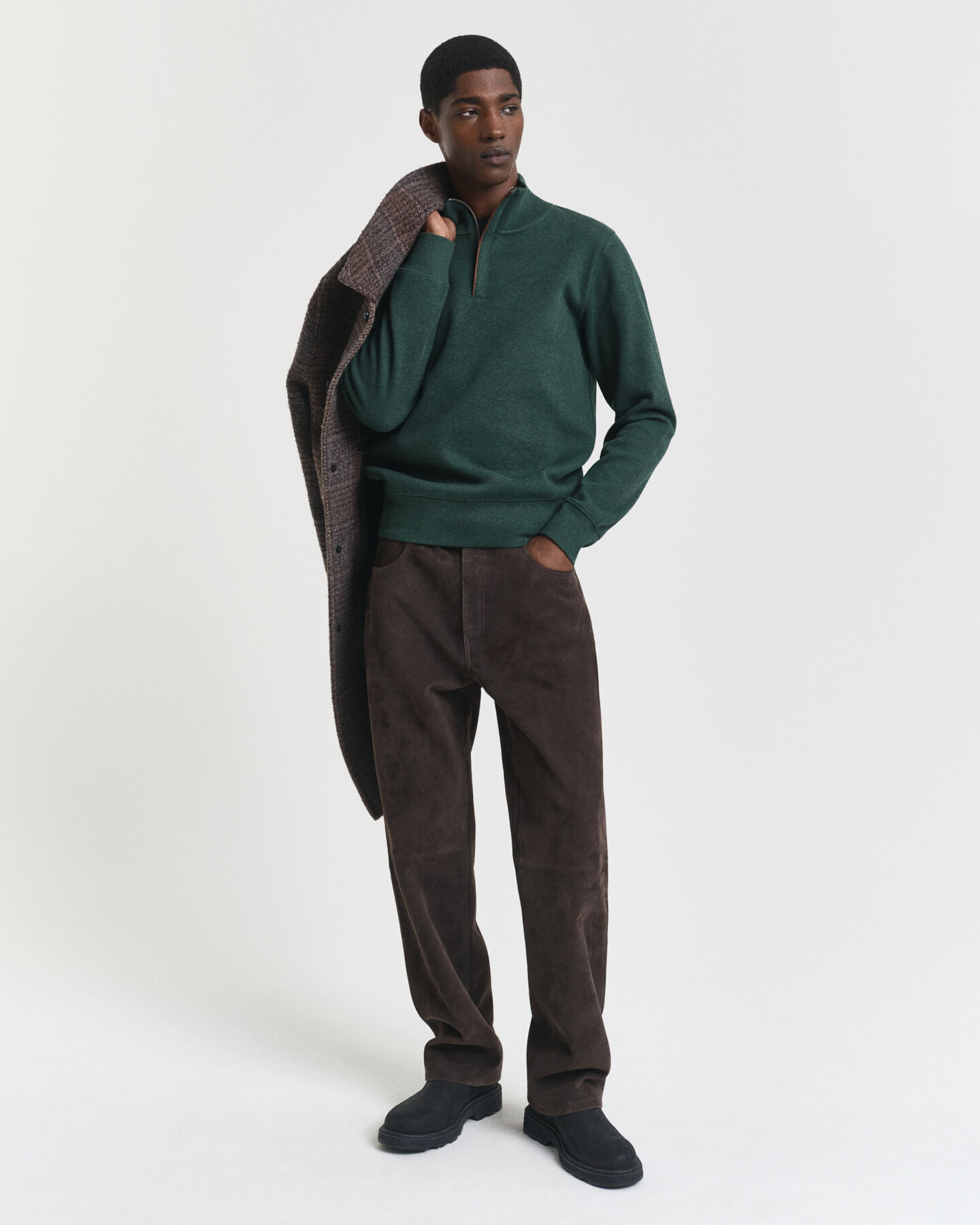 Sacker Rib Sweatshirt mit Rei&szlig;verschlusskragen