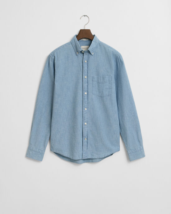 Regular Fit Indigo Chambray Hemd