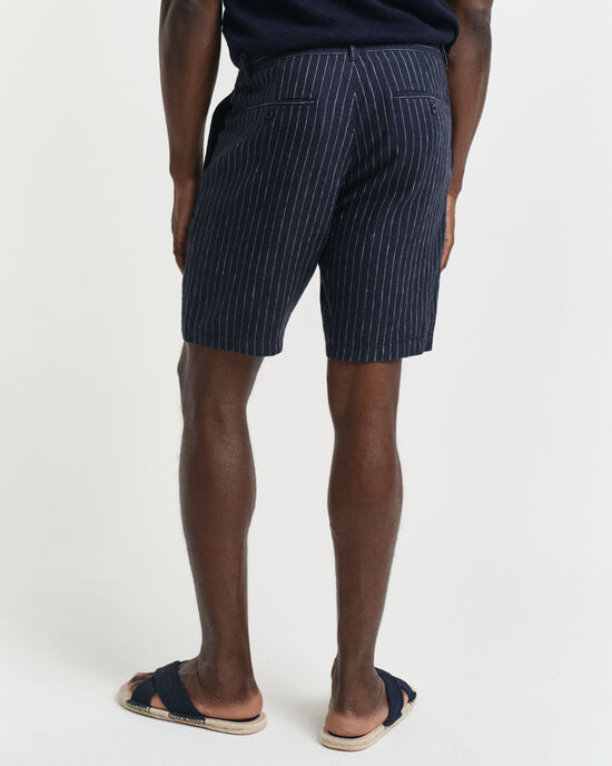 Regular Fit Pinstripe Leinen Shorts