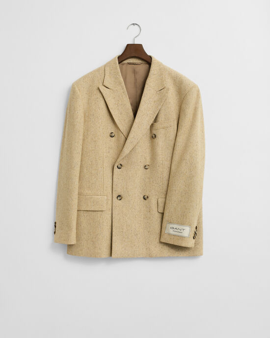 Relaxed Fit Herringbone Anzugsakko mit Noppenstruktur