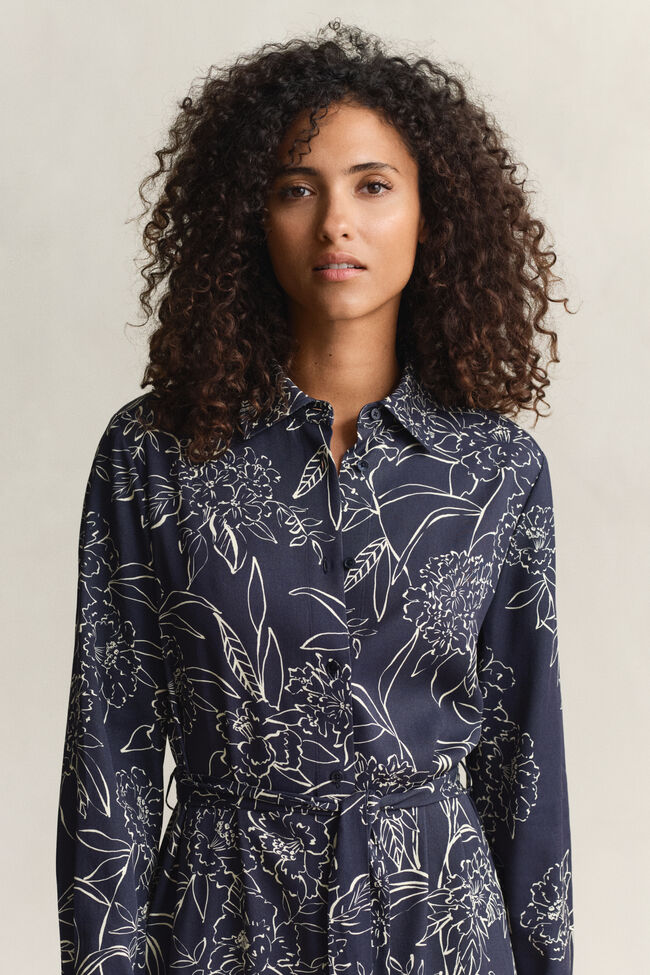 Hemdblusenkleid mit Blumen-Print