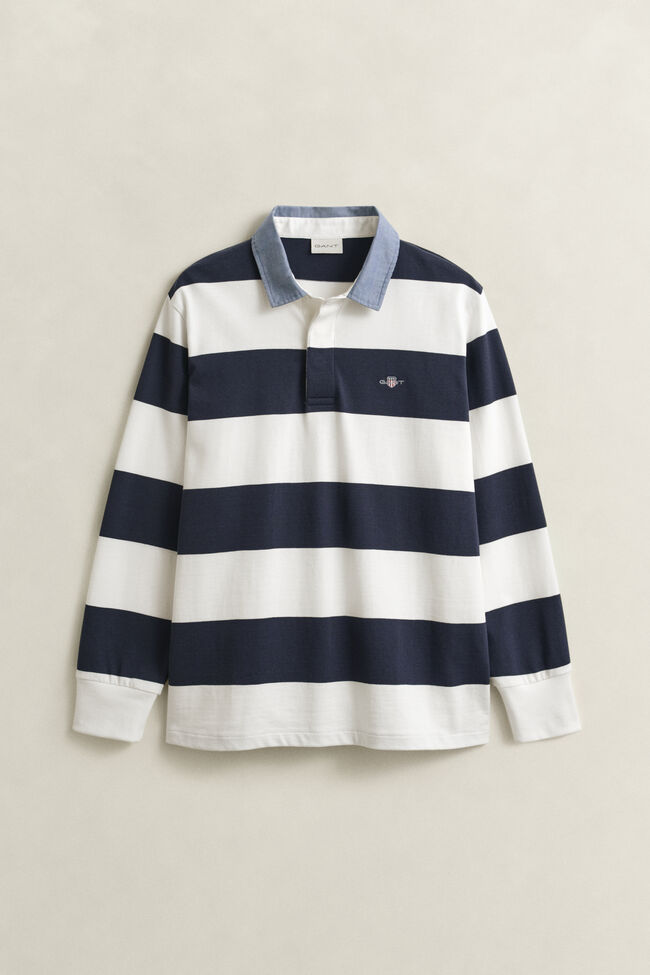 Gestreiftes Heavy Rugger mit Chambray-Kragen