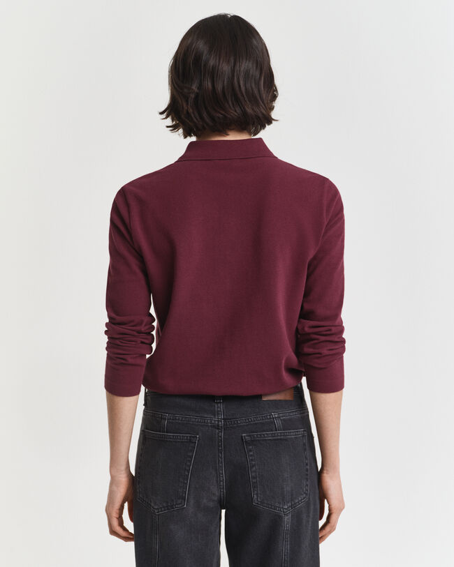 Langarm-Poloshirt aus Piqu&eacute;