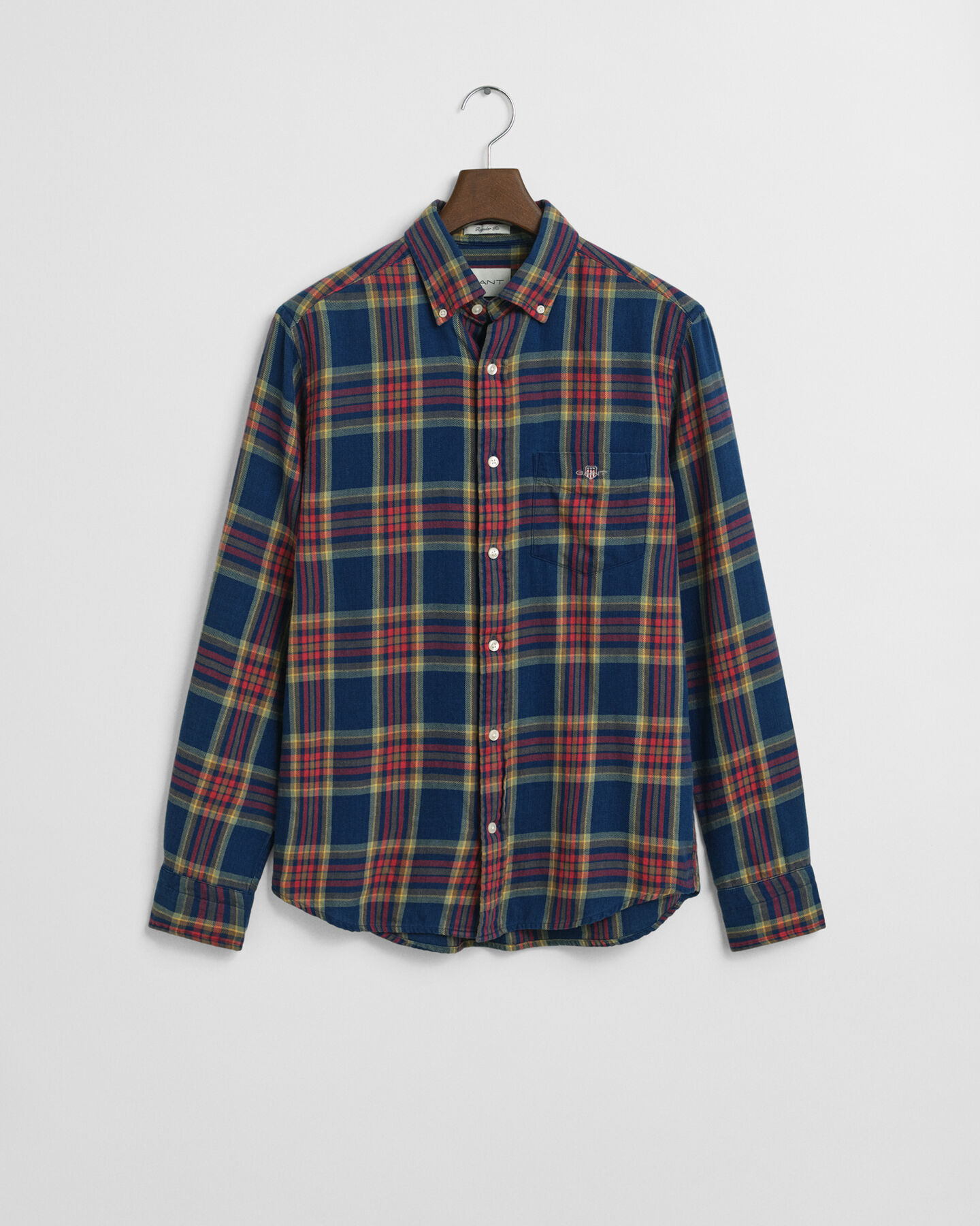 Regular Fit Indigo Twill Hemd mit Karomuster