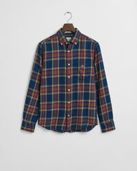 Regular Fit Indigo Twill Hemd mit Karomuster