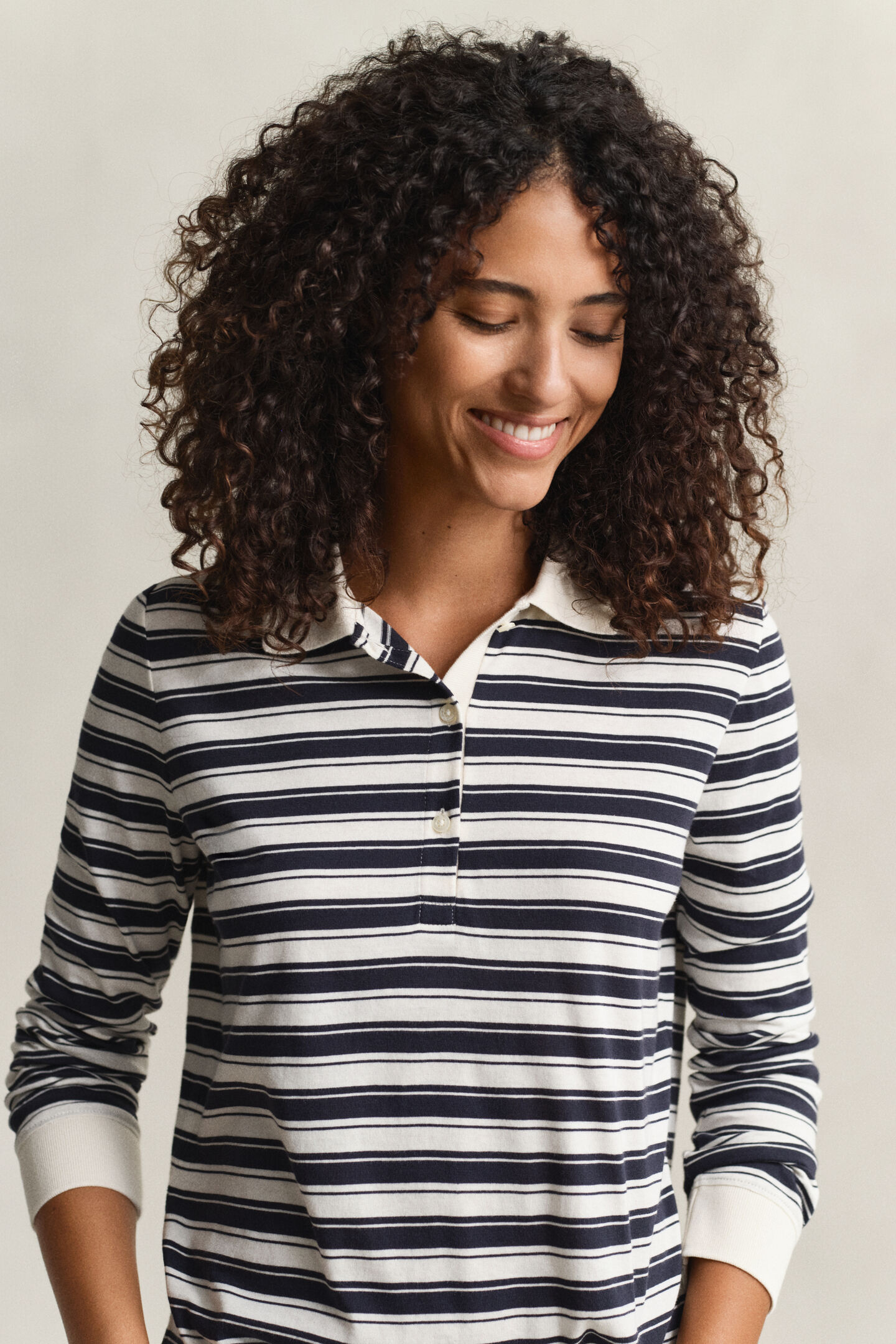 Langarm-Poloshirt mit Streifen