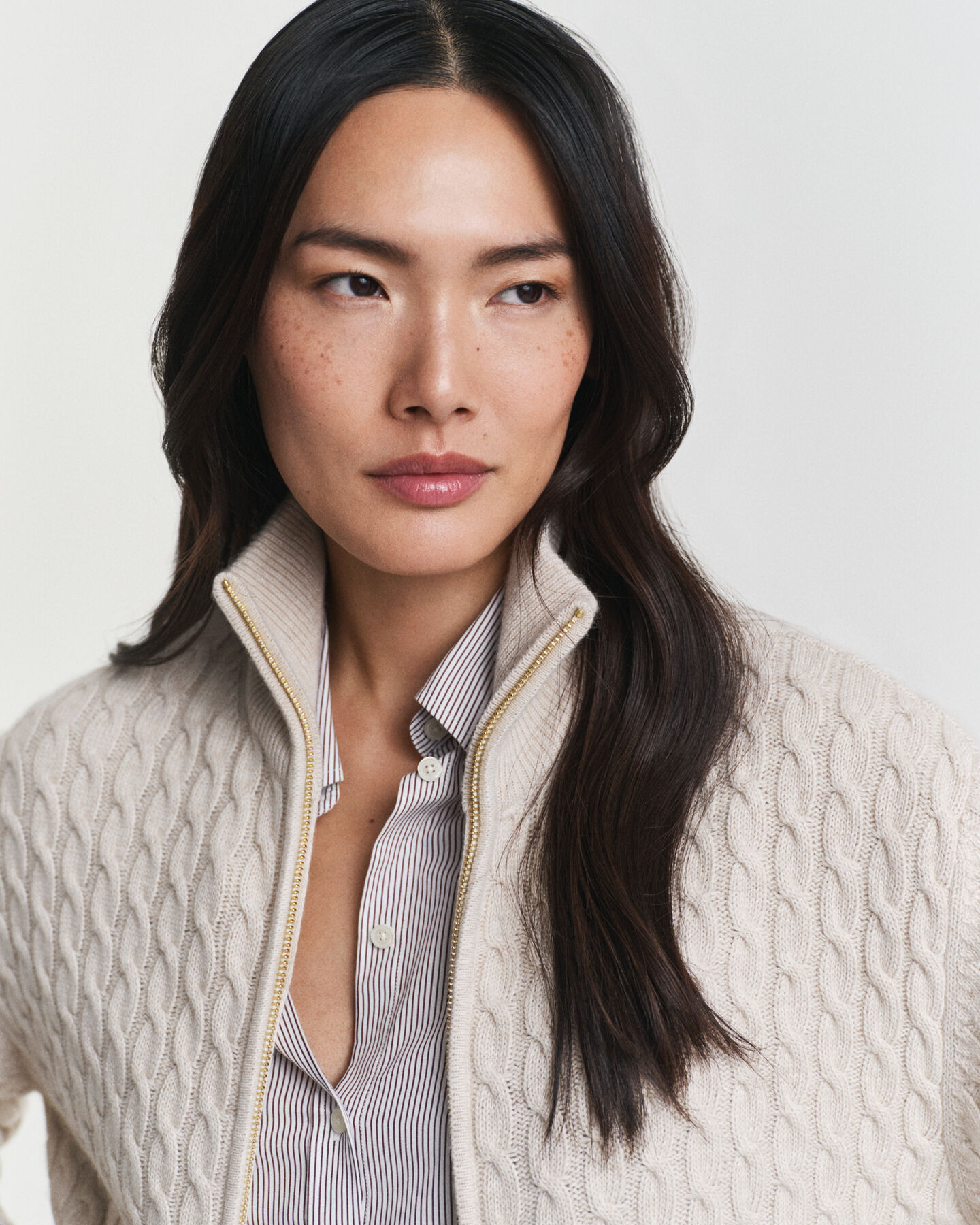 Zopfmuster Strickjacke mit Rei&szlig;verschluss