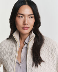 Zopfmuster Strickjacke mit Rei&szlig;verschluss