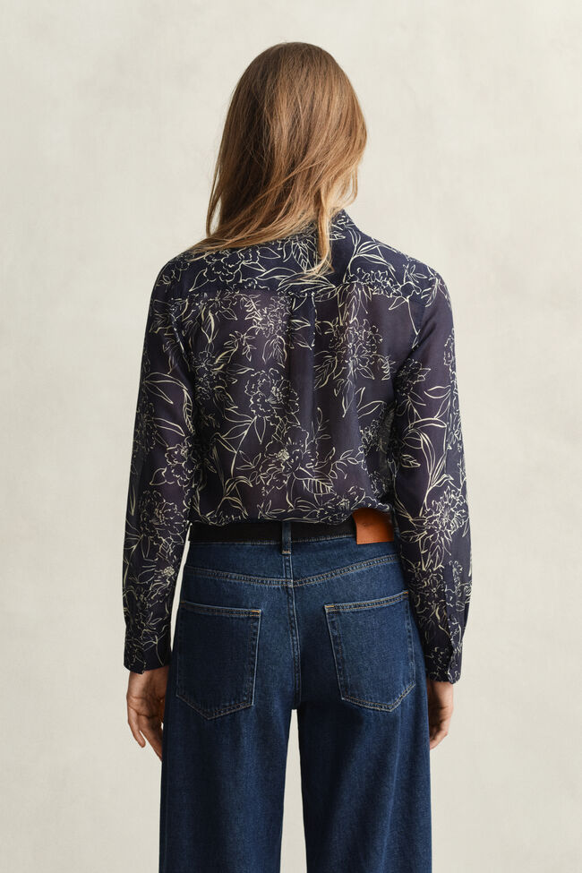 Regular Fit Bluse aus Baumwolle und Seide mit Blumen-Print
