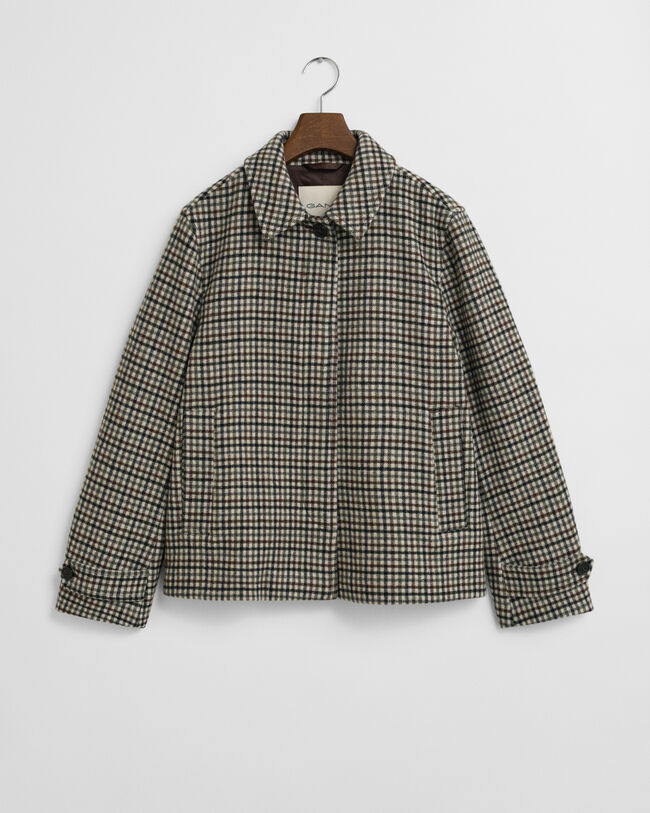 Karierter Kurzmantel aus Wollmischung