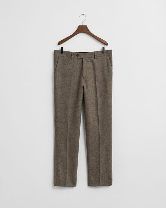 Slim Fit Herringbone Anzughose aus Flanell