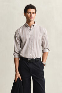 Regular Fit Fil-&agrave;-Fil Popeline-Hemd mit Streifen