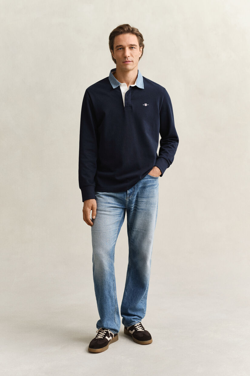 Heavy Rugger mit Chambray-Kragen