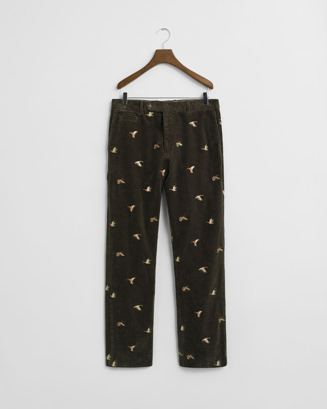 Straight Fit Cordhose mit Stickerei