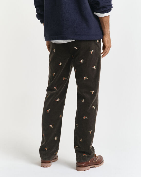 Straight Fit Cordhose mit Stickerei