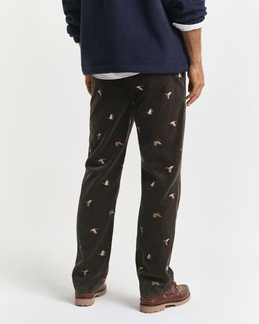 Straight Fit Cordhose mit Stickerei
