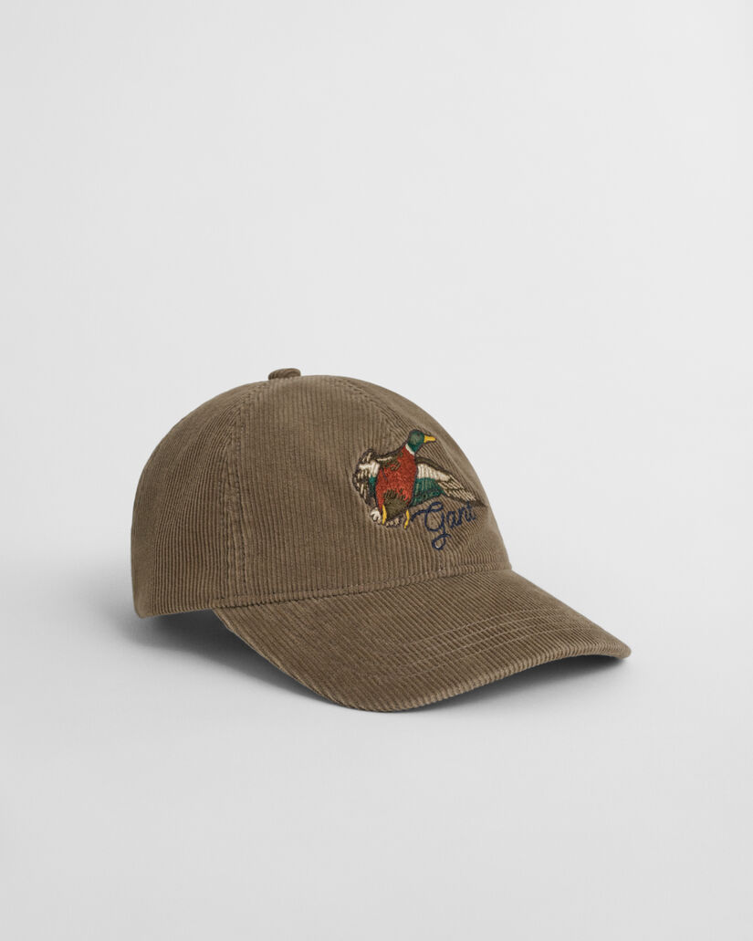 Gewaschenes Cap aus Cord mit Stickerei