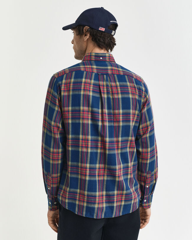 Regular Fit Indigo Twill Hemd mit Karomuster