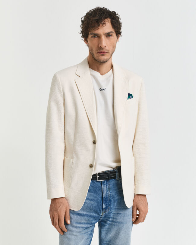 Slim Fit Seersucker Anzugsakko