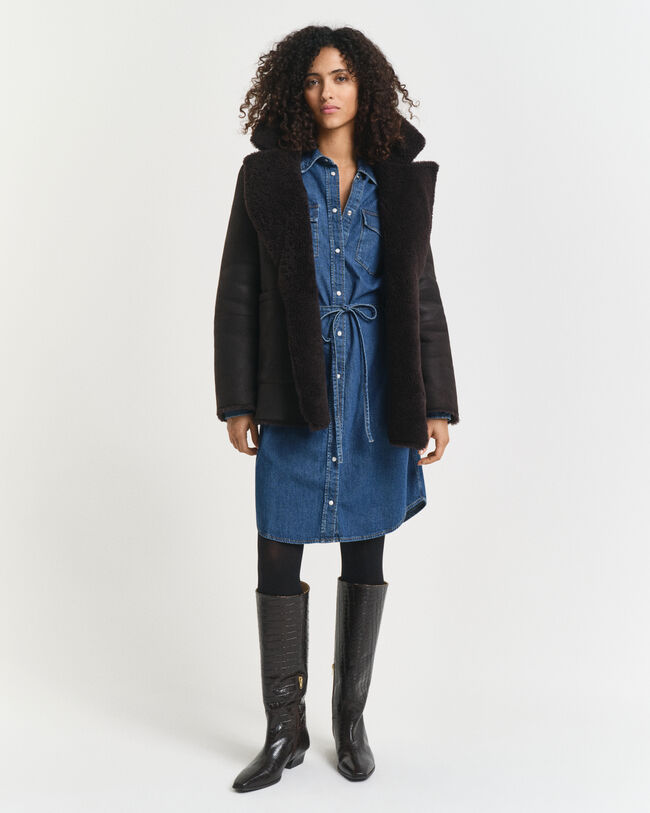 Jeanskleid mit Puff&auml;rmeln