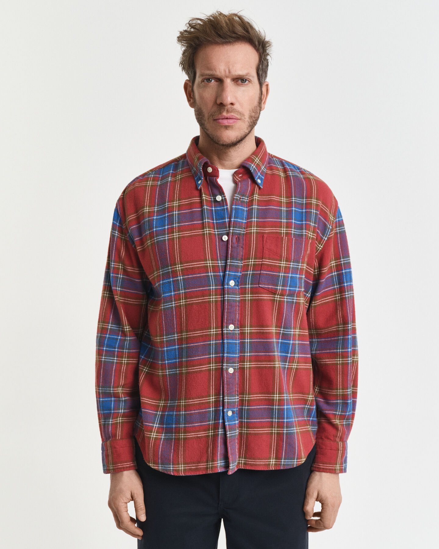 Relaxed Fit Twill Hemd mit Karomuster