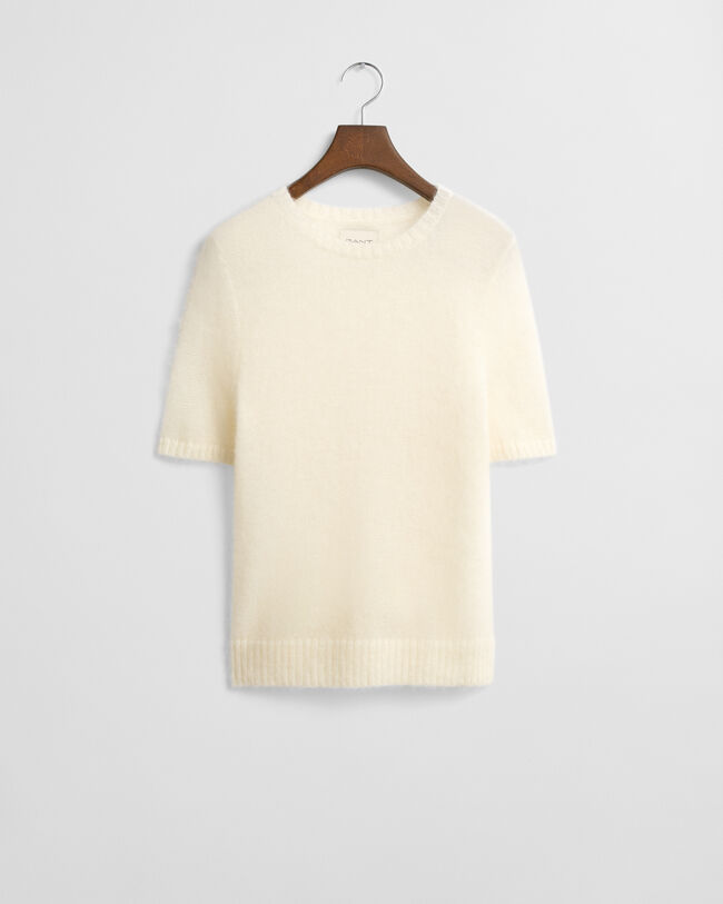 Kurzarm-Rundhalspullover aus Mohairgemisch