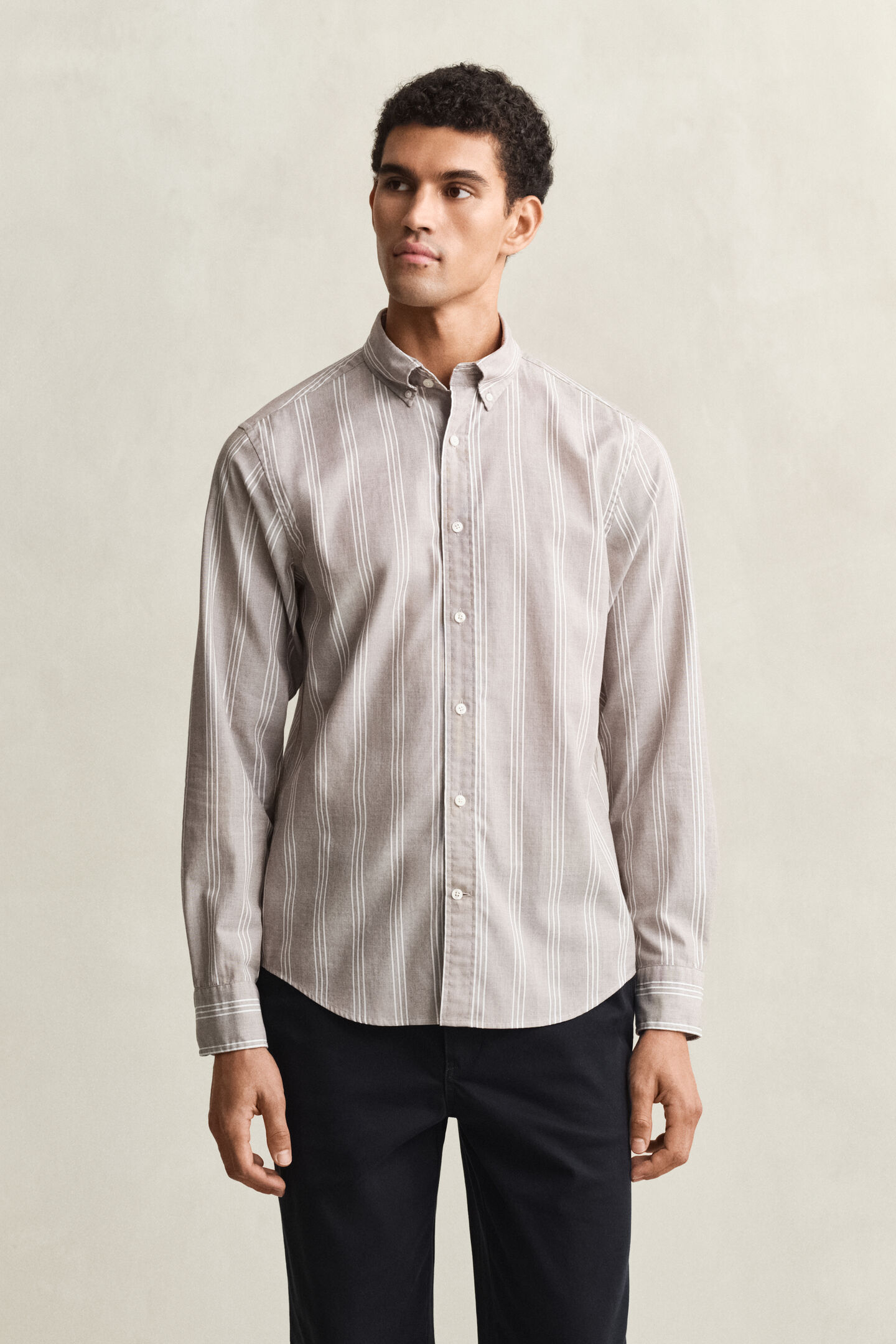 Regular Fit Fil-&agrave;-Fil Popeline-Hemd mit Streifen