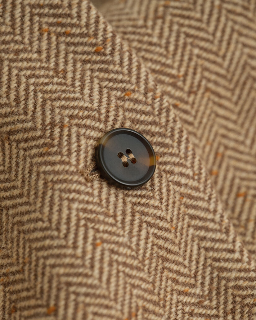 Slim Fit Wollblazer mit Fischgr&auml;tmuster