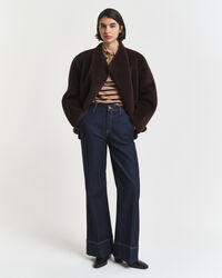 Breton Striped Piqu&eacute; Langarm-Poloshirt