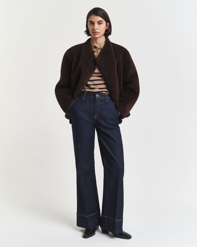 Breton Striped Piqu&eacute; Langarm-Poloshirt