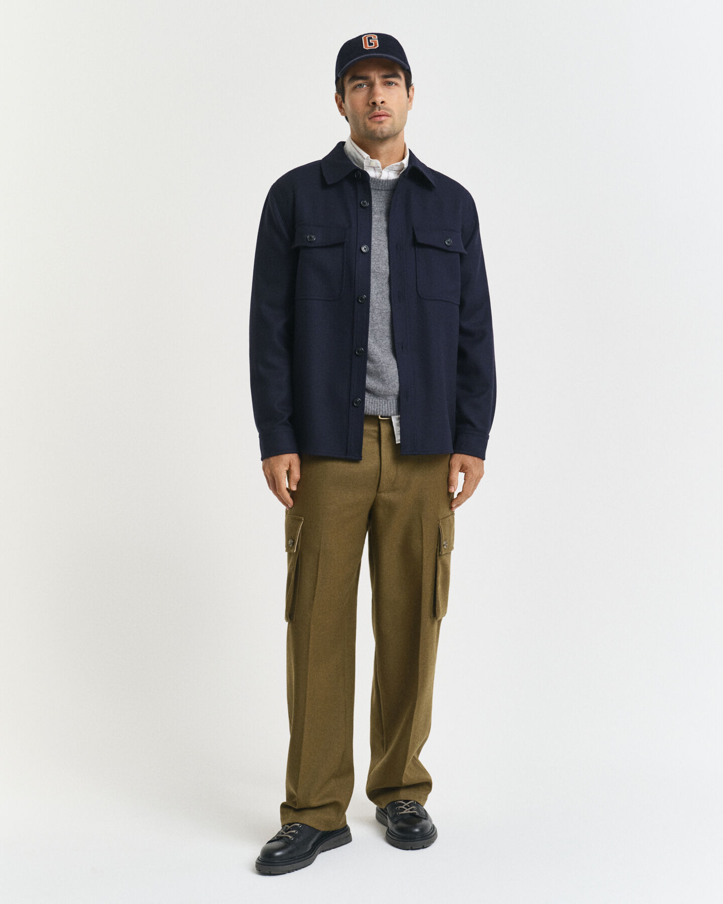 Relaxed Fit Cargohose aus Wollmix