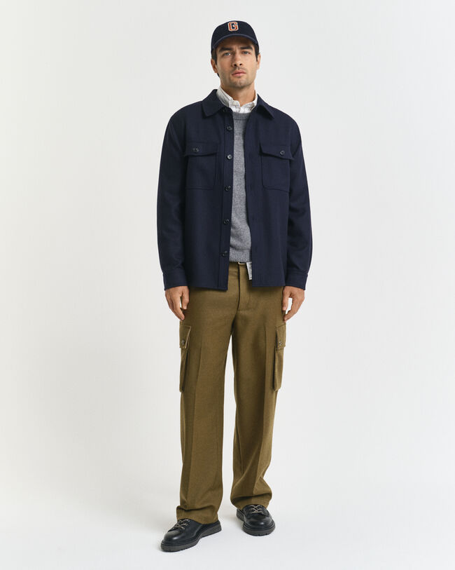 Relaxed Fit Cargohose aus Wollmix