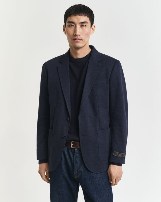 Slim Fit Two-Toned Sakko aus Jersey-Piqu&eacute;