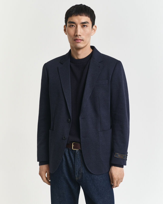 Slim Fit Two-Toned Sakko aus Jersey-Piqu&eacute;