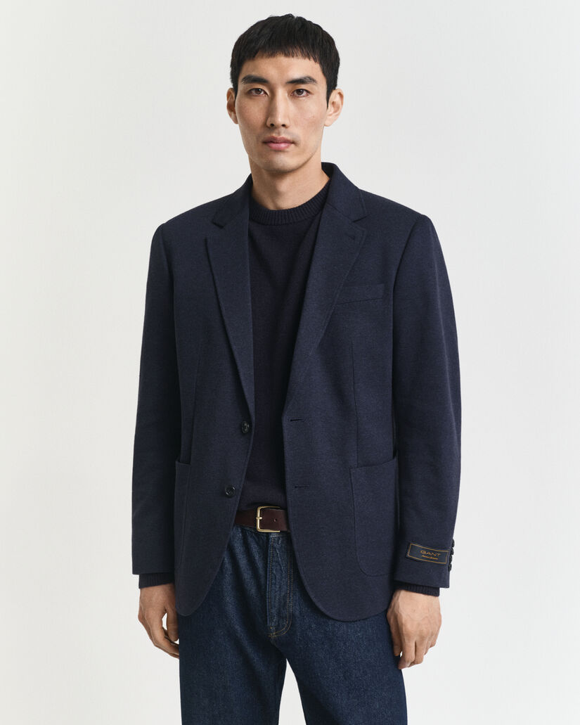 Slim Fit Two-Toned Sakko aus Jersey-Piqu&eacute;