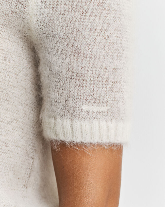 Kurzarm-Rundhalspullover aus Mohairgemisch