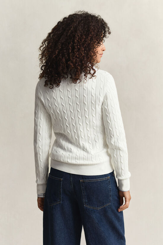 V-Neck Pullover mit Zopfmuster
