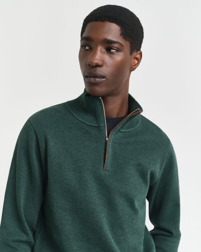 Sacker Rib Sweatshirt mit Rei&szlig;verschlusskragen