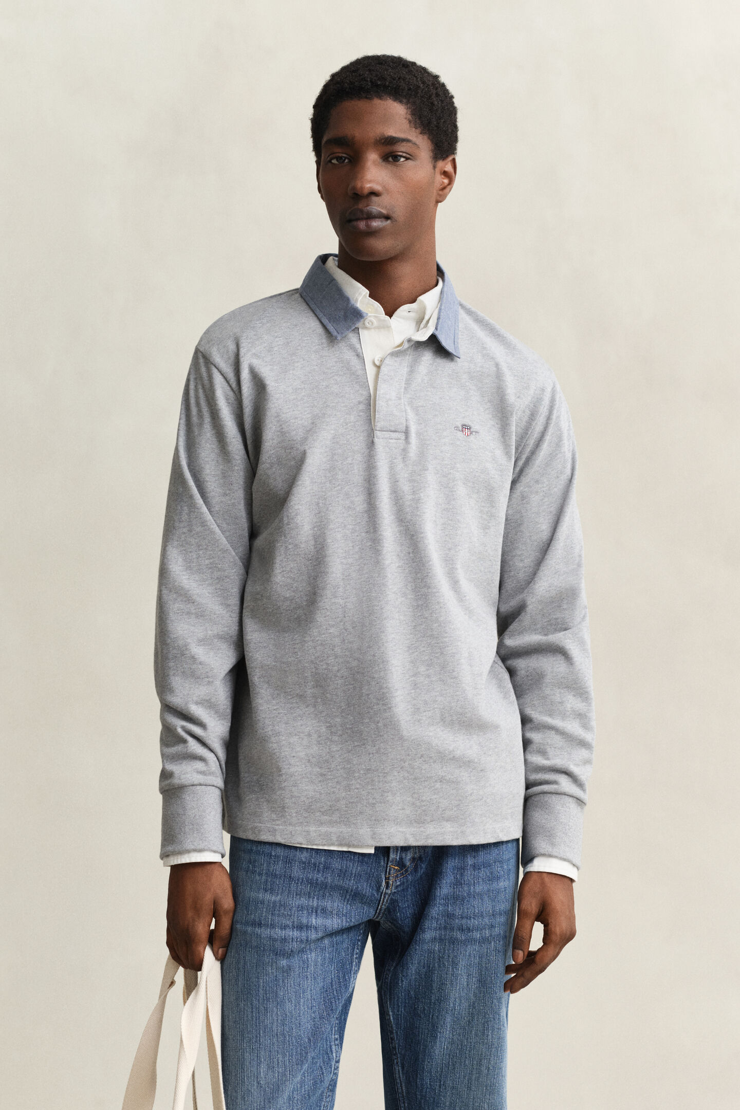 Heavy Rugger mit Chambray-Kragen