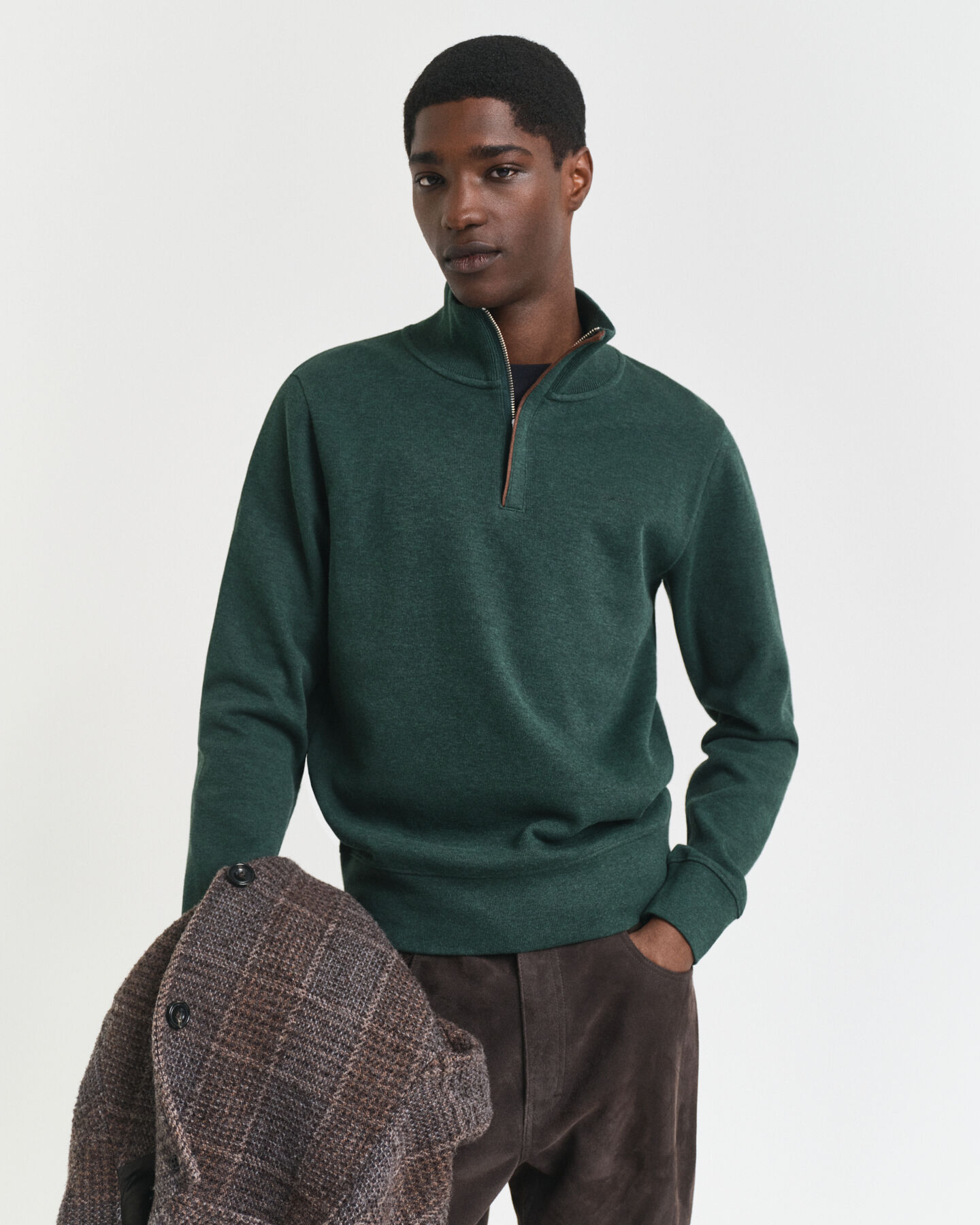 Sacker Rib Sweatshirt mit Rei&szlig;verschlusskragen