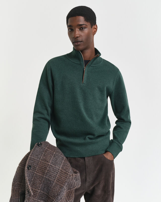 Sacker Rib Sweatshirt mit Rei&szlig;verschlusskragen
