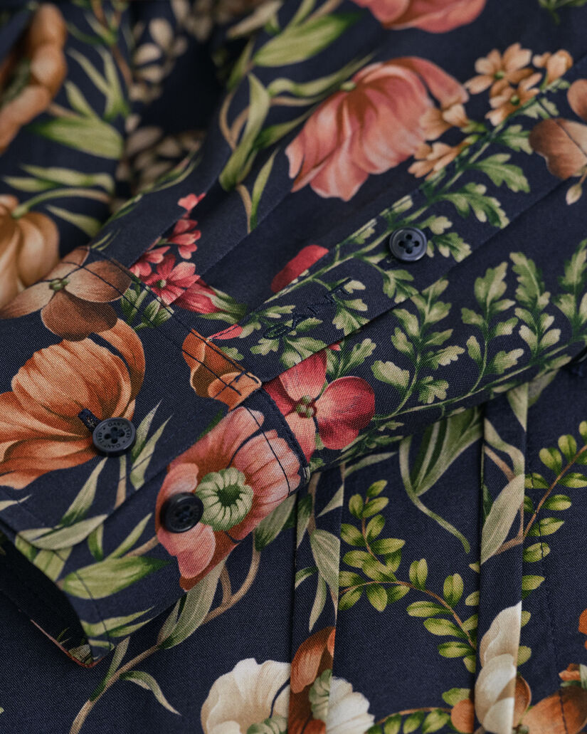 Midi-Hemdblusenkleid mit Blumen-Print